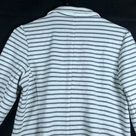 Tahari Womens Jacket White Gray Striped Button Blazer Stretch Large - Picture 11 of 12